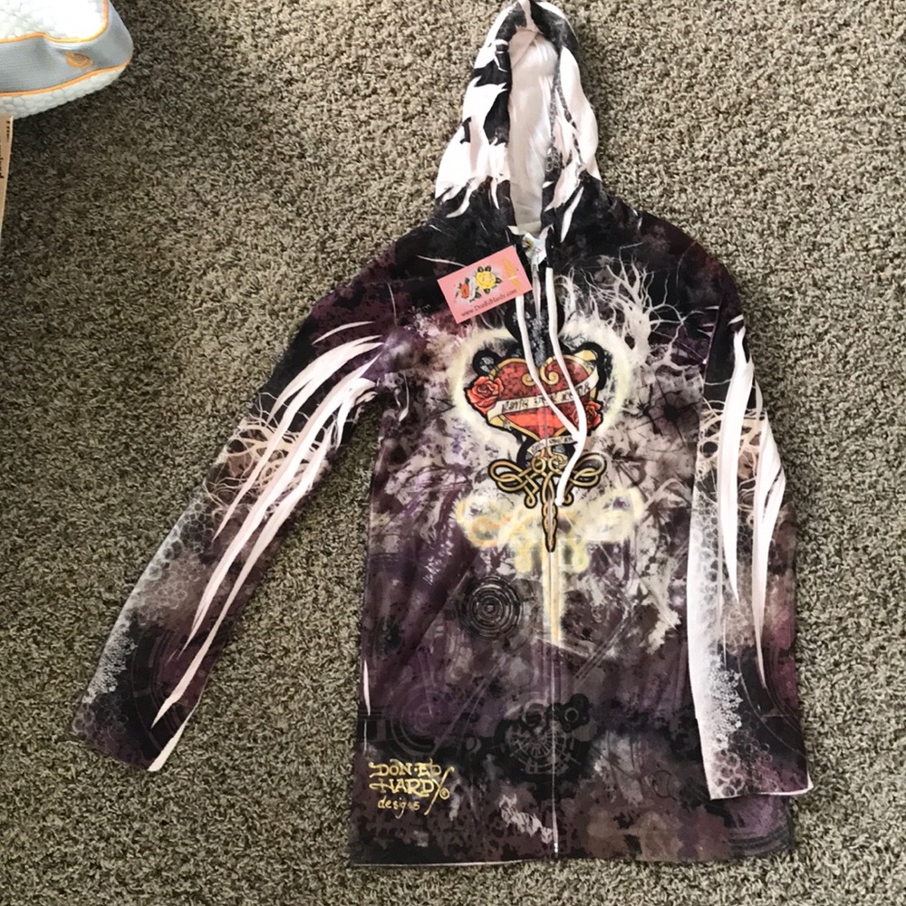 Women's brand new Ed Hardy zip up hoodie